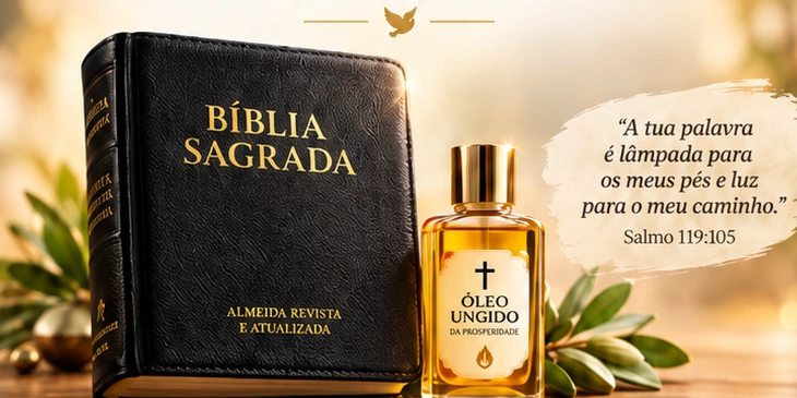 Bíblia Sagrada e frasco de óleo ungido